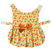 KUTKUT Fruit Print Soft Comfortable Cotton Dress for Shih Tzu, Yorkie, Pug etc. Beautiful Cute Back not Strap Princess Skirt for Small Dogs (Yellow) - kutkutstyle